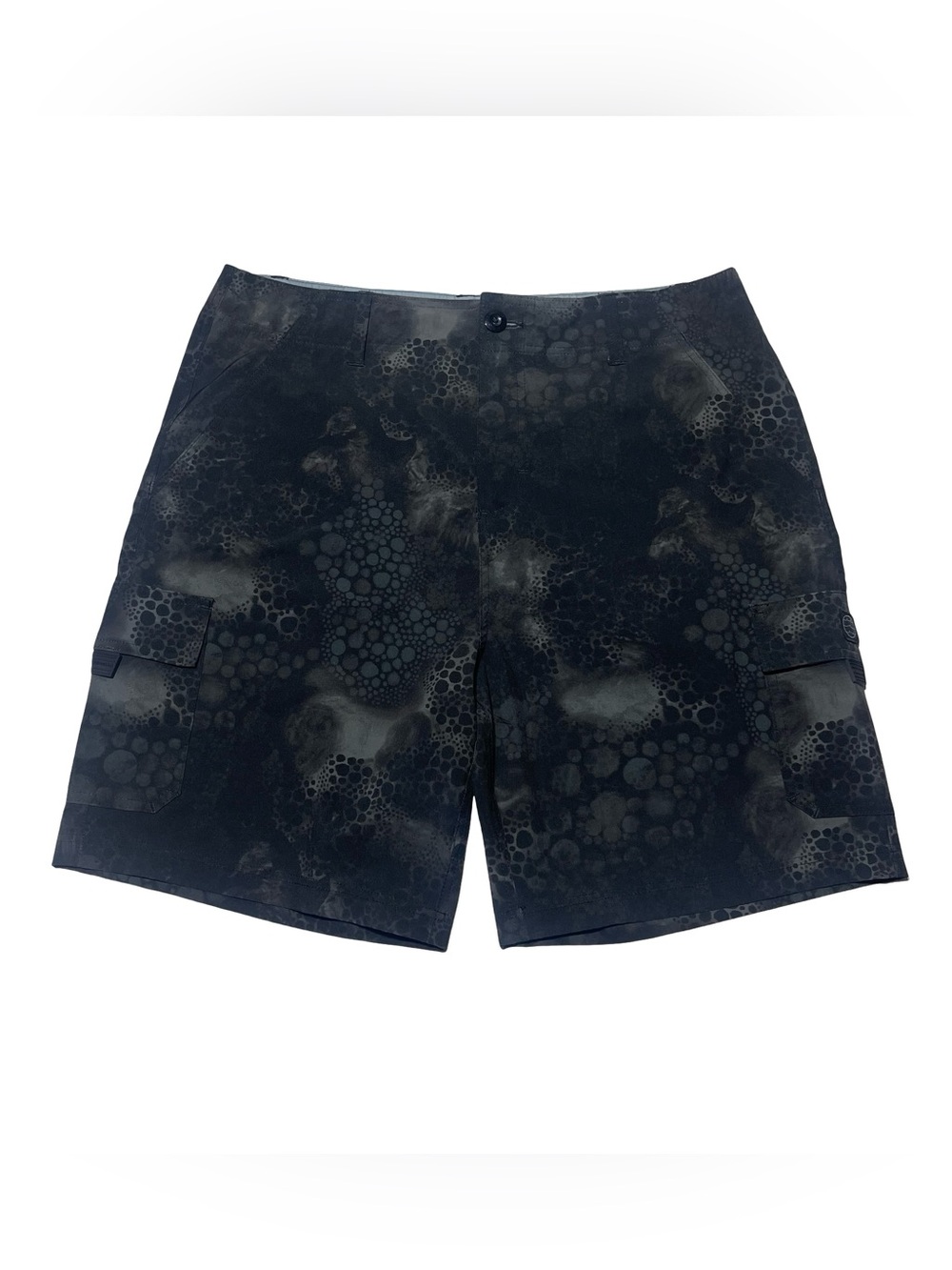 Fishworks Deckies Board Shorts Sz 36 Acid Green Black Cargo Fishing Boat Swim
